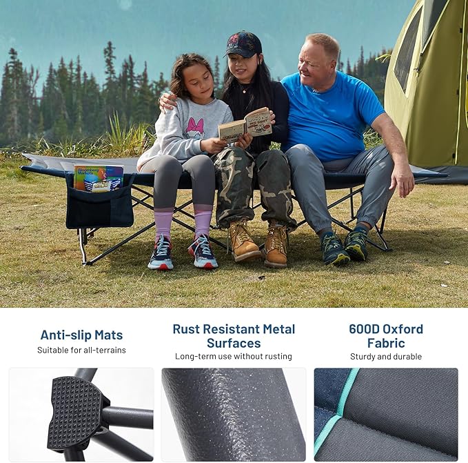 Timber Ridge Extra Wide Heavy Duty Camping Cot for Adult Easy Set Up Oversized Sleeping Cot with Carry Bag for Camping Travel and Outdoors Support up to 450lbs