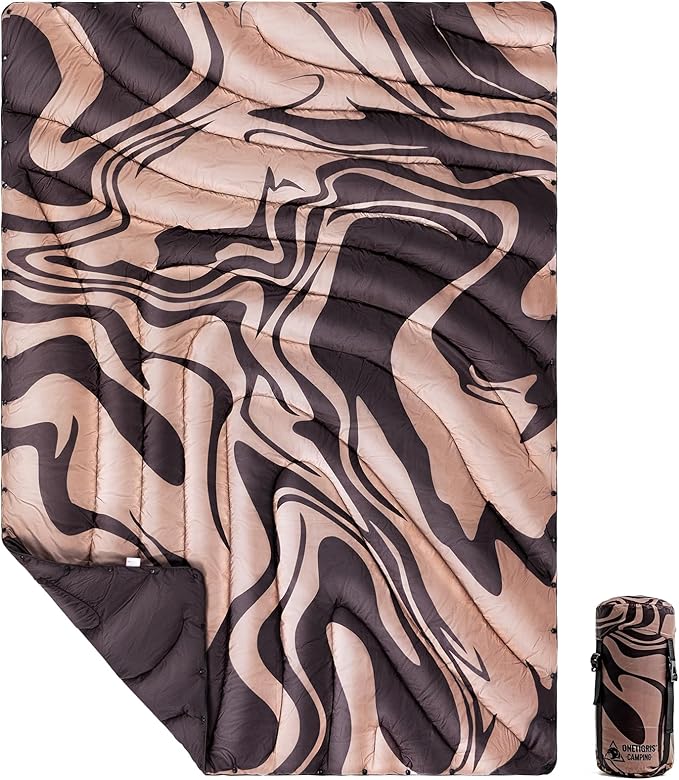 ONETIGRIS Ultralight Camping Blanket Packable Puffy Quilt Puffy Printed Camping Blanket with Snap Buttons &amp Corner Loops for Backpacking Hiking &amp Travel
