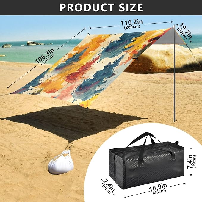 Beach Tent Sun Shelter Rendering Colored Trees Lightweight &amp Easy Setup Beach Shade Canopy for Camping Fishing