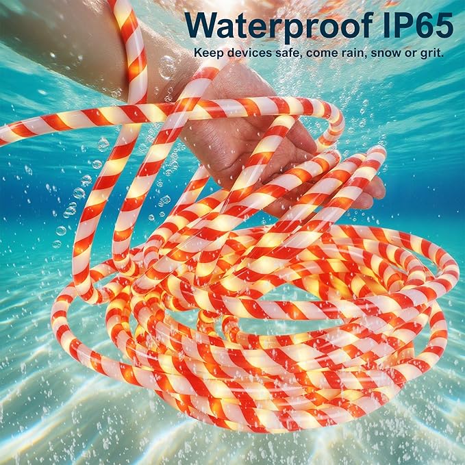 360 LED Christmas Lights 40 FT Candy Cane Rope Lights Waterproof Xmas Tree Light Connectable Tube Light Plug in for Indoor Outdoor Garden Yard Holiday Wedding Festival Party Decoration