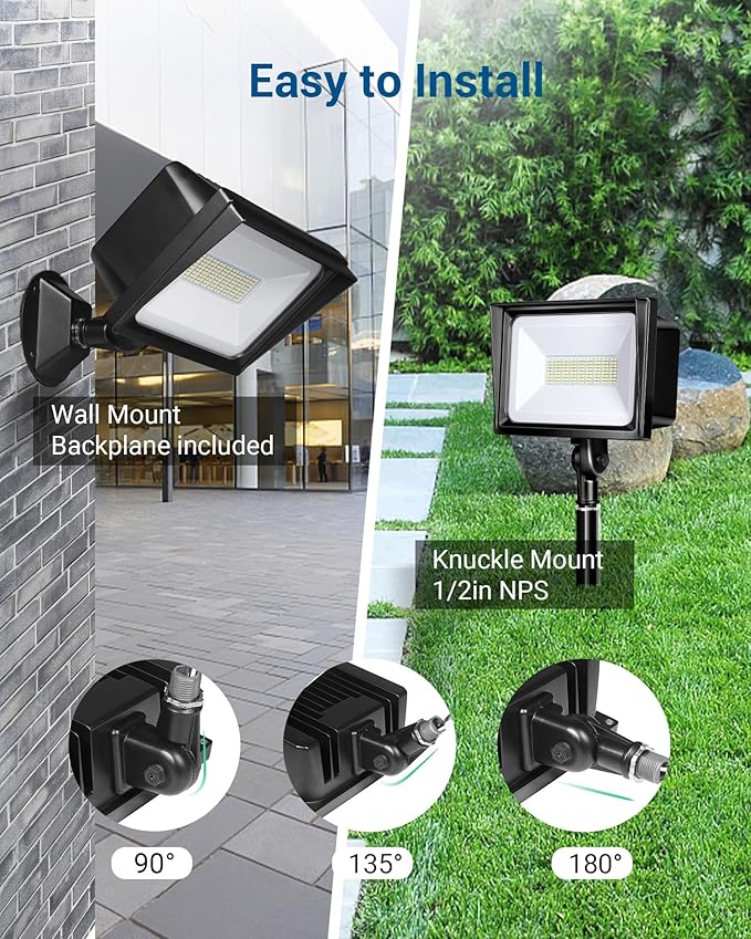 DEWENWILS 2-Pack 65W LED Flood Light Outdoor 6670 LM Super Bright Security Lights Switch Controlled IP65 Waterproof 5000K Flood Lights Outdoor for Yard Garage Garden UL Listed