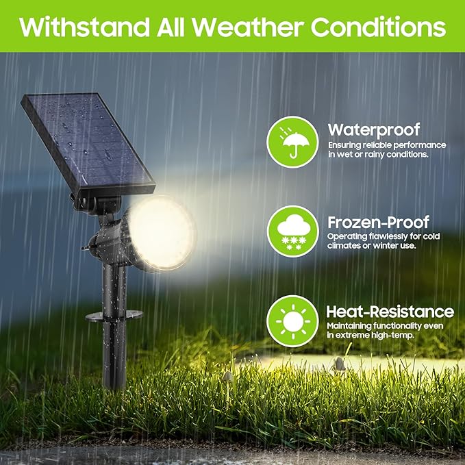 800 Lumens Solar Powered Spot Lights Outdoor - Adjustable Solar Flood Lights with 30 LEDs 3 Modes IP65 Waterproof Solar Light for Landscape Yard Garden Driveway Tree Wall(Warm White 12-Pack)