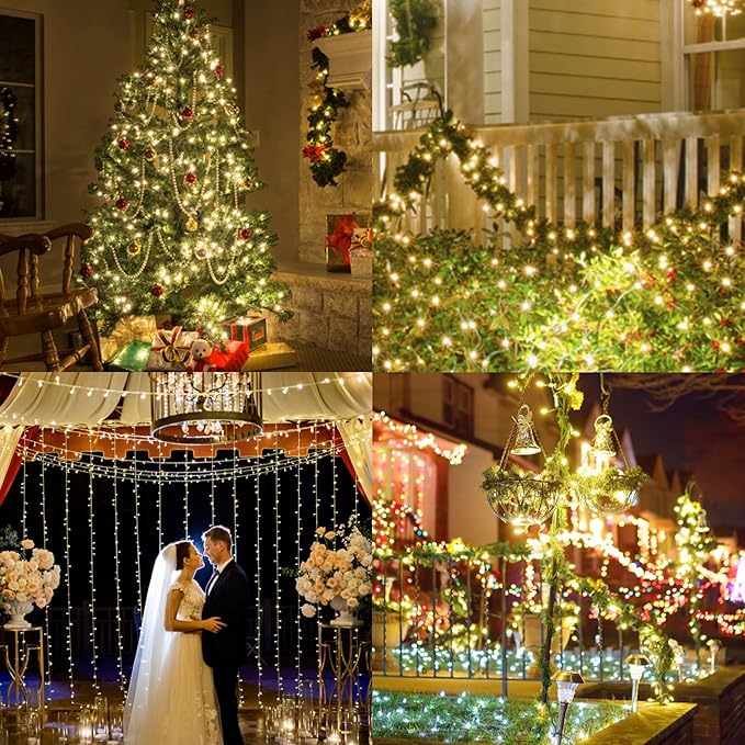 Clear Christmas Lights 66FT 200 Incandescent Bulbs Warm White Mini Lights with Green Wire for Christmas Tree Garland Thanksgiving Wedding Party Home Indoor &amp Outdoor Festival Decoration