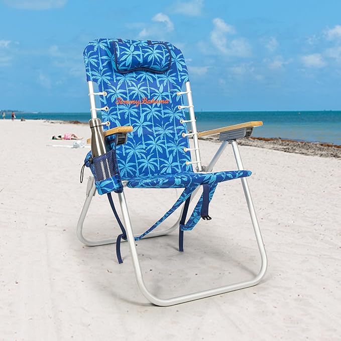 Tommy Bahama Hi-Boy 17 Seat Height 4-Position Lace-Up Suspension Folding Beach Backpack Chair