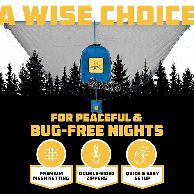 Wise Owl Outfitters Hammock Bug Net – Mosquito Net for Hammock Lightweight Bug Netting for Camping Hiking Backpacking Forest &amp Outdoor Use