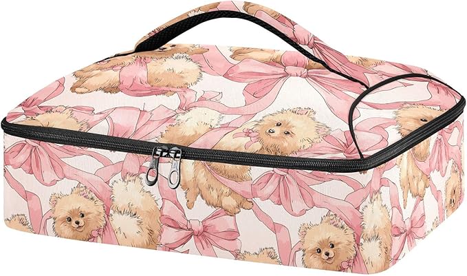 Casserole Carrier Adorable DogInsulated Casserole Carrier for Hot or Cold Food Thermal Lunch Tote for Potluck Parties Picnic Beach Fits 9 x 13 Inches Baking Dish