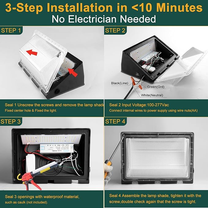 8Pack 250W LED Wall Pack Lights 100-277v Dusk to Dawn with Photocell 37500Lm 5000K IP65 Outdoor Security Lighting for WarehouseBuildingYardFactoryGarage ETL(Height:20~40ft)