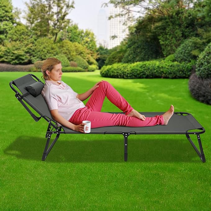 Folding Chair Leisure Chair Suitable for Outdoor Camping Folding Bed-Green