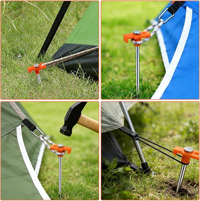 40 Pack Tent Stakes Heavy Duty 7.8 Inch Galvanized Non-Rust Metal Tent Pegs Ground Stakes Canopy Anchors Spikes Camping Accessories for Patio Garden Canopies Grassland Orange