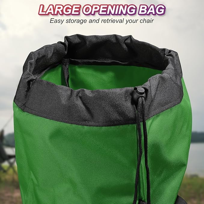 PATIKIL 47 Inch Camp Chair Replacement Bag Foldable Camping Chair Bag 900D Oxford Large Mouth Carry Bag with Adjustable Shoulder Strap &amp Side Pocket for Outdoor Camping Green