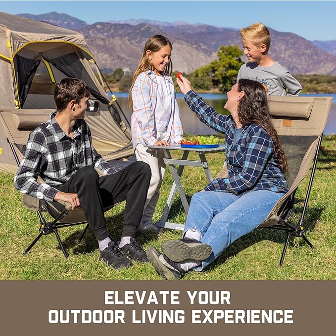 FanttikOutdoor Zeta L8 Max Camping Chair Portable &amp Lightweight Multi-Angle Adjustable Supports up to 250 lbs Comfort-Driven Design High Strength Camping Chair for Travel Hiking Fishing Kh