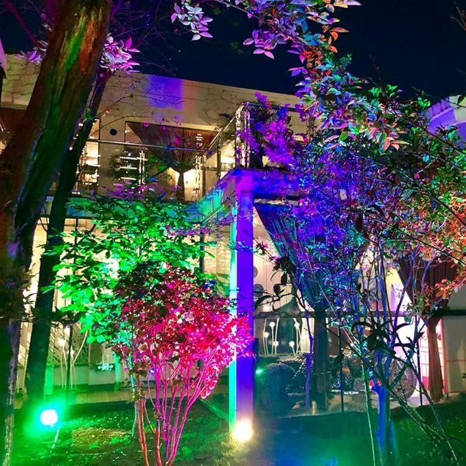 10W Low Voltage Landscape Lighting RGB Color Changing LED Landscape Lights Remote Control Waterproof Garden Patio Spotlight Decorative Lamp for Outdoor Indoor(8 Pack/NO Plug)