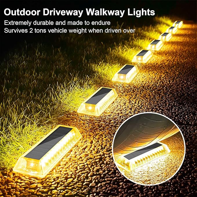 Lacasa Solar Deck Lights Solar Light Outdoor Waterproof IP68 8 Pack Solar Powered Pathway Yard Driveway Step Landscape Lights LED Lighting 50LM for Garden Path Walkway Stair Patio Warm White 2700K