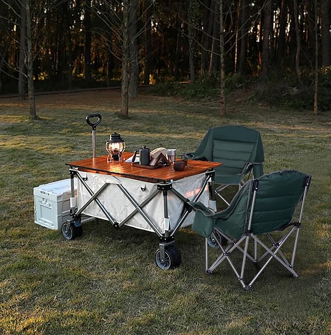Camping Chair Padded Camping Chair Cushioned Extra Wide Lounge Patio Chair for Adults Heavy-Duty 400Lbs with Cooler Cup Holder and Carry Bag (Green 1-Pack)