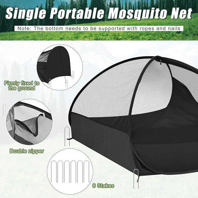 2 Pack 82.6 Inch Single Person Pop up Tent 1 Person Foldable Mosquito Net Tent with Storage Bag for Outdoor Trips Camping