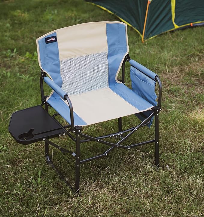 SUNNYFEEL Camping Directors Chair Heavy DutyOversized Portable Folding Chair with Side Table Pocket for Beach FishingTripPicnicLawnConcert Outdoor Foldable Camp Chairs