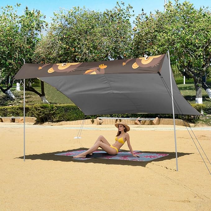 Monkeys Camping Sun Shelter Beach Tent Portable Beach Sun Shade Outdoor Canopy for Camping Trips Fishing Picnic