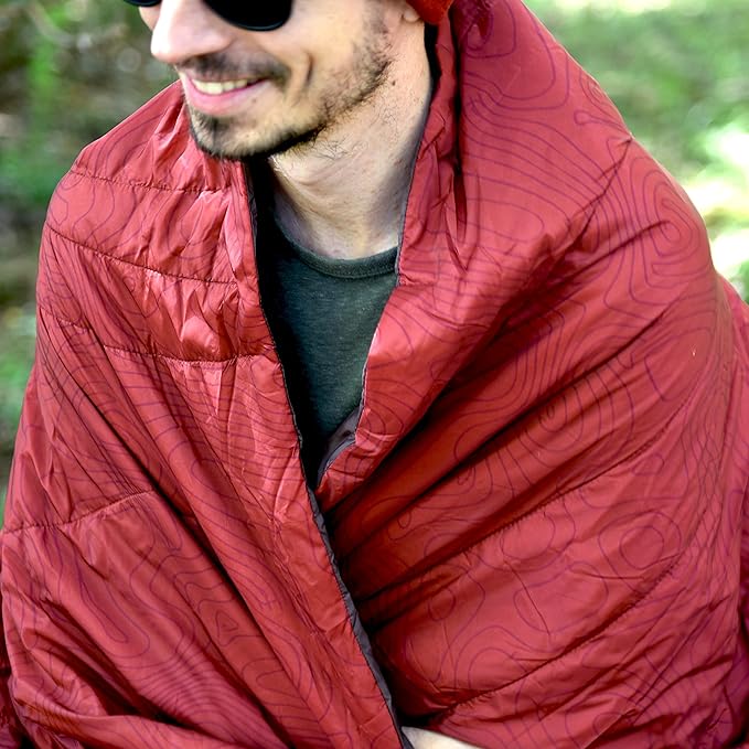 Kijaro Native Camp Quilt | Printed Outdoor Camping Blanket | 55 x 79 | Warrens Red 1-Person