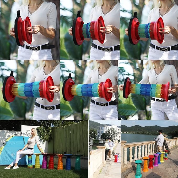 Foldable Collapsible Stool for Adults Portable Lightweight Telescopic Seat Upgraded Expandable Stool for Fishing Camping Outdoor Travel Garden BBQLoad 550lbs (Color : Blue)