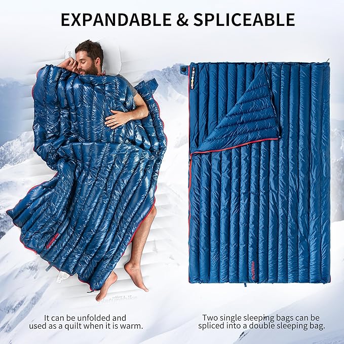Naturehike Ultralight Backpacking RDS Down Sleeping Bag for Adults 650 Fill Power Sleeping Bag for 42/52℉ 20oz Compact Lightweight Sleeping Bags for Hiking Camping 3 Seasons