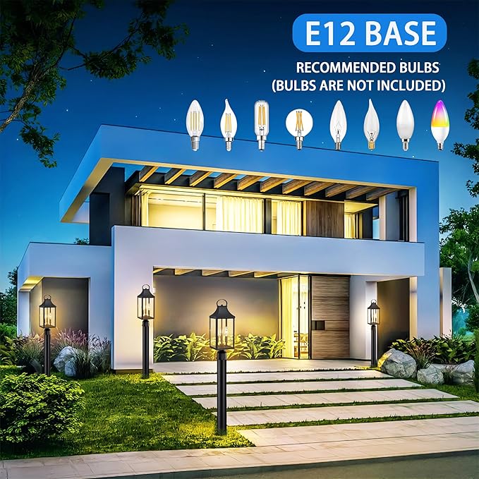 18.62 Post Light Outdoor Large 3-Light Lamp Post Light Fixture Modern Pillar Outside Lighting Waterproof Post Lantern Lamp Outdoor Post Light Fixtures Pole Lights for Porch 1 Pack