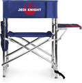 PICNIC TIME Star Wars Jedi Knight Sports Chair with Side Table Folding Beach and Camp Chair Portable Outdoor Chair with Carry Strap and Storage Pockets (Navy Blue)