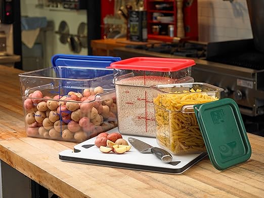 Carlisle FoodService Products Squares Square Food Storage Container with Stackable Design for Catering Buffets Restaurants Polycarbonate (Pc) 8 Quarts Clear