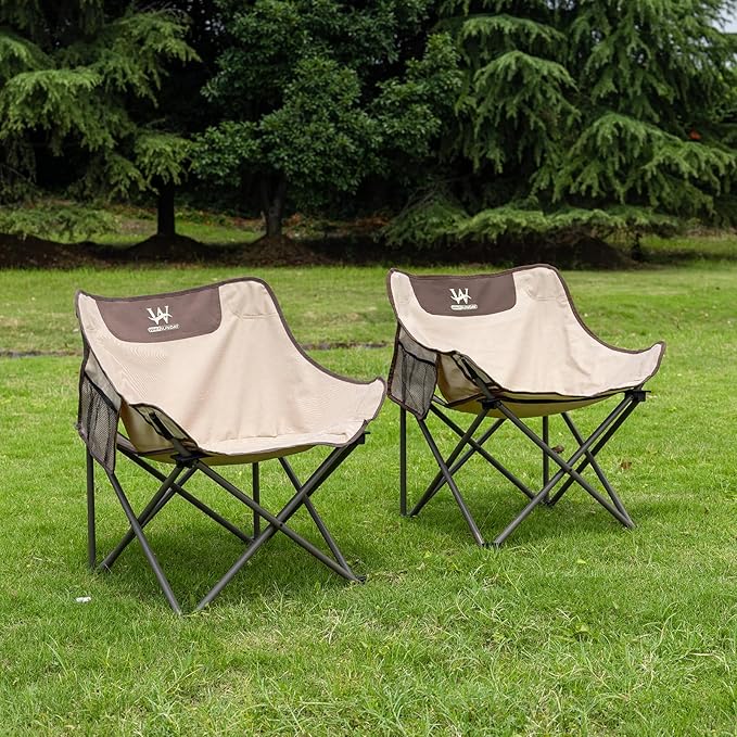 Whitsunday Outdoor Foldable Camping Chair with Built-in Side Pocket (1 Ivory)