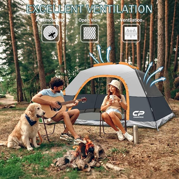 Tents for Camping 4 Person Tent Waterproof Windproof Double Layer Camping Tent Easy Setup Dome Tent with Large Mesh Windows &amp Wider Door for Outdoor Camping &amp Hiking