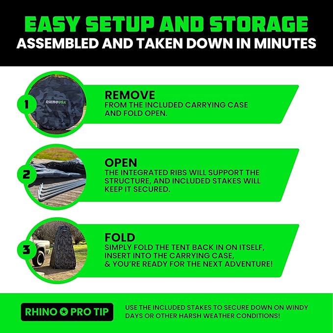 Rhino USA Portable Pop Up Privacy Changing Tent - Ultimate Outdoor Camping Shower Camp Toilet Rain Shelter for Beach and Camping - Lightweight and Sturdy Instant Setup While On-The-Go