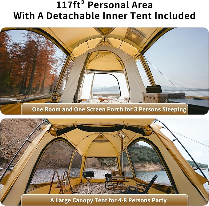 Naturehike Dune Hot Tent with Stove JackDouble Layer 4 Season TentWaterproof 2-4 Person Tents for Camping