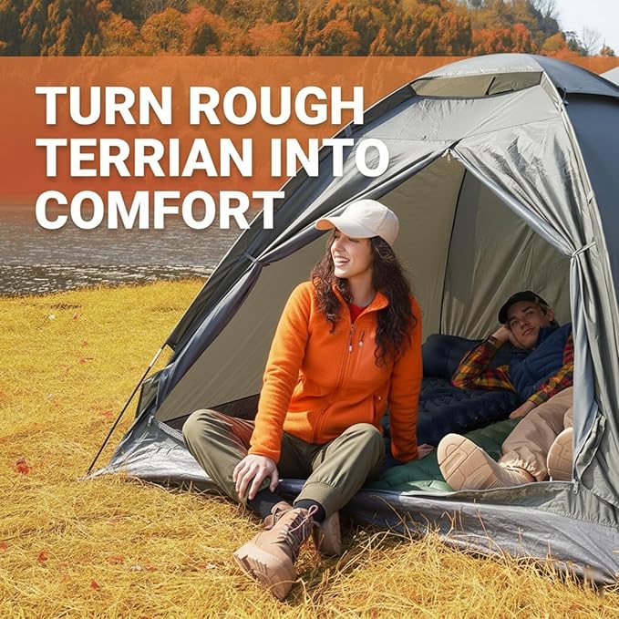 KingCamp Sleeping Pad for Camping Ultralight Connectable Inflatable Sleeping Pad Camping Mattress with 6.3 Built-in Pillow &amp Foot Pump for Backpacking Hiking Tent Cot