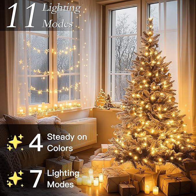 210FT 640 LED Christmas Tree Lights Bright Warm White to Multicolor Outdoor Christmas String Lights for House Fairy Lights with 11 Modes Waterproof &amp Durable Indoor Outdoor Decor