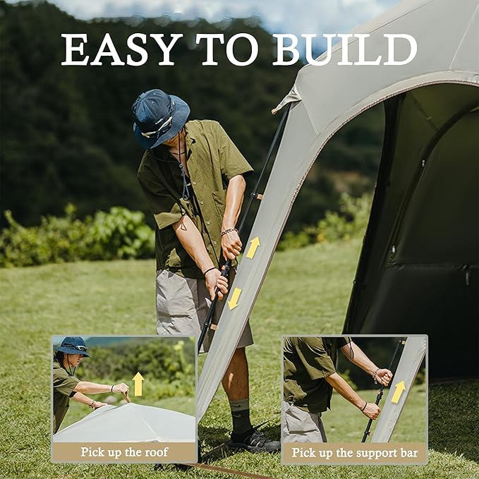 Naturehike Quarter/Hexagonal Camping Tent Canopy Sun ShadeOutdoor Tent for CampingFishingPicnics Canopy Available with Ground ClothDoor Curtains Connector (Connector Hex and Large)