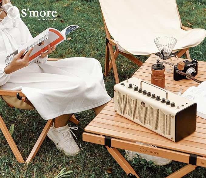 S'more Folding Picnic Table Portable Camping Table with Carry Bag Wood Outdoor Table for Picnic Camping Travel Party Beach Garden Patio gailgating BBQEasy to Assembly (L Size-120cm)