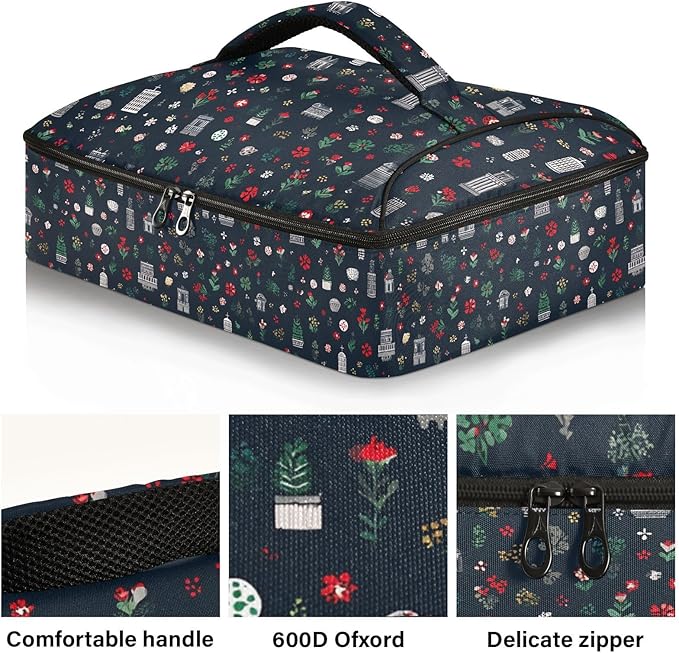 Casserole Carrier Pattern Italian SymbolsInsulated Casserole Carrier for Hot or Cold Food Thermal Lunch Tote for Potluck Parties Picnic Beach Fits 9 x 13 Inches Baking Dish