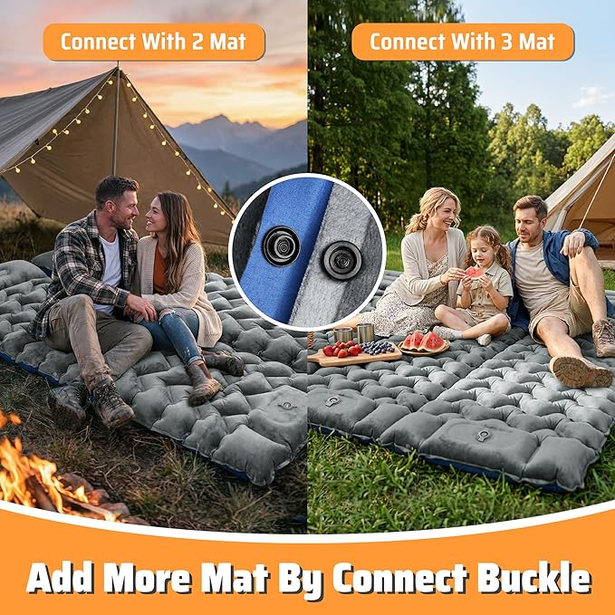 4 Thick Double-Sided Inflatable Sleeping Pad | Warm Crystal Velvet Top for Cold Weather Waterproof Nylon Bottom | All-Season Camping Mattress for Backpacking Hiking Tent &amp Car Travel
