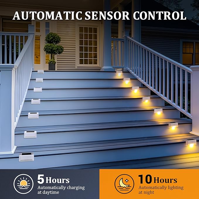 Solar Deck Lights Outdoor Waterproof Solar Powered Fence Lights for Outside Stairs Step Yard Patio Garden and Pathway Decor(Warm White) 20Pack