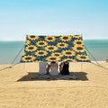 Bolaz Beach Canopy Tent Sun Shade9'×10.5' Large Family Beach Shade UPF50+- Outdoor Shade for Camping Trips FishingYellow Sunflower Flower Pattern