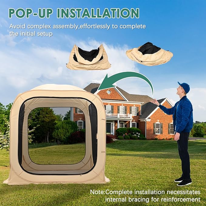 DoCred Screen House Tent Pop-Up 6 x 6 FT Portable Screen Room Canopy Instant Screen with Carry Bag for Patio Backyard Deck &amp Outdoor Activities Beige