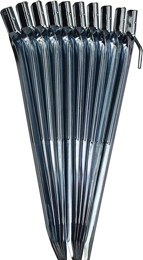 Heavy Duty Metal Sturdy Steel Tent Solid Stakes V Spikes 12 Outdoor Garden Camping Shelter Canopy Pergolas Peg Nails (10-Pack)