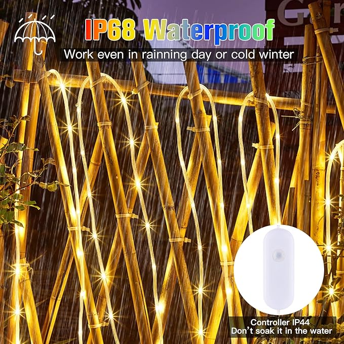 99Ft LED Rope Lights Outdoor 18 Colors Changing Fairy String Light Plug in with Remote IP68 Waterproof 300 LEDs Multicolor Twinkle Christmas Lights for Bedroom Patio Halloween Holiday Decor