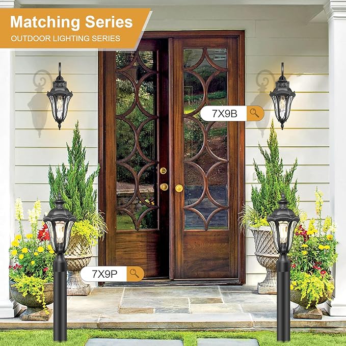 Outdoor Lights Fixtures Wall Mount Outdoor Sconce Lighting Anti-Rust Exterior Porch Light Waterproof Aluminum Outside Lamp with Water Ripple Glass for Home Garden Patio Garage