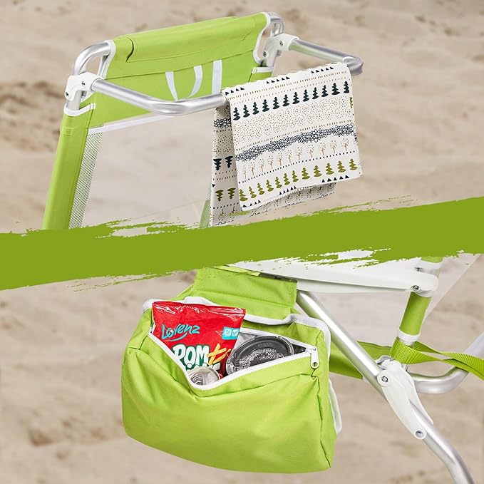Old Bahama Bay Backpack Beach Chair 2 Pack Aluminum Lightweight Reclining 5-Position Lounge Chair for Adults Heavy Duty Support 400 LBS Portable Folding with Cooler Bag Camping Chair for Sand Outdoor