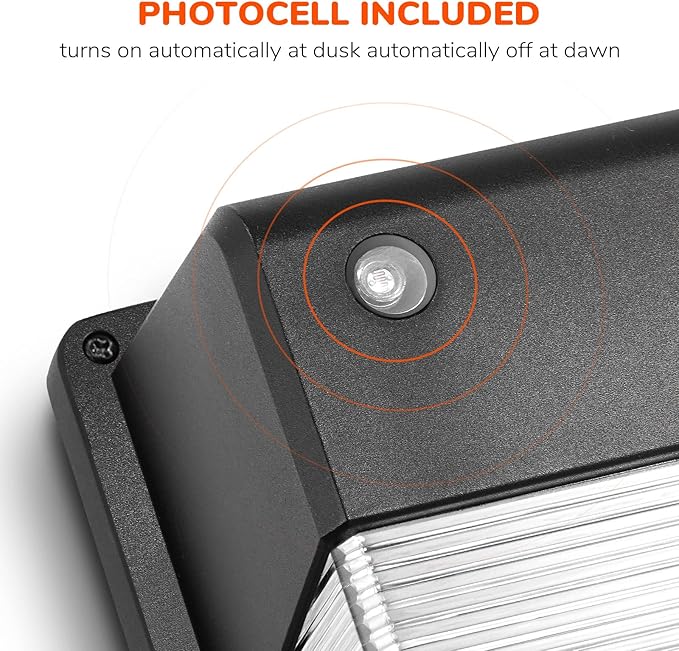 JJC LED Wall Pack Light with Photocell28W(150-250W Replacement)3000LM 3000K-Warm White Dusk to Dawn LED Outdoor Lighting100-277V Outdoor Security Lights