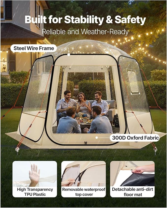 Pop Up Bubble Tent 10 x 9.2 ft - Waterproof Camping Shelter