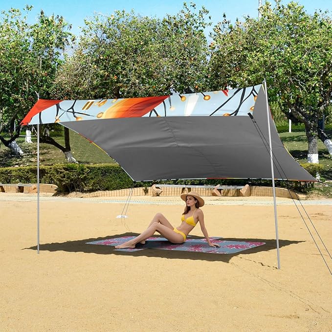 Christmas Northen Red BirdCamping Sun Shelters 9.2 x 10.5 FT Beach Canopy Tent Sun Shade with Carrying Bag for Camping Trips Fishing Backyard Fun or Picnics 21341300