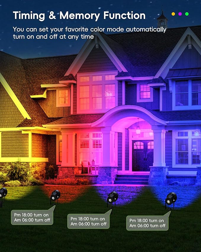 CORESLUX Christmas Smart Spot Lights Outdoor Color Changing Warm White Landscape Lights with APP and Remote Control Spotlight Waterproof for Garden Yard Patio Landscape