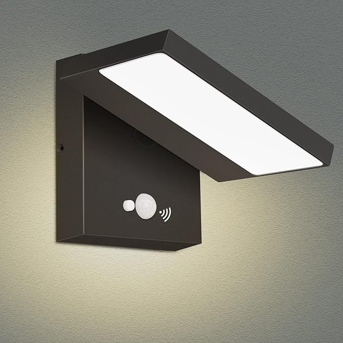 Lustrlach Solar Lights Motion Sensor Outdoor Wall Sconce Waterproof LED Dusk to Dawn Solar Porch Light with Adjustable Lamp HeadBlack 3000K Modern Exterior Light Fixture