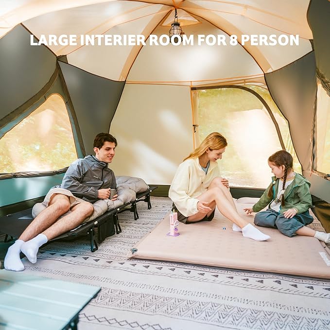 Naturehike KOTA 4/6/8 Person Camping Tent Double Layer Waterproof 4 Person 6 Person 8 Person Tents for Camping Large and Tall Family Tent with Vestibules Porch